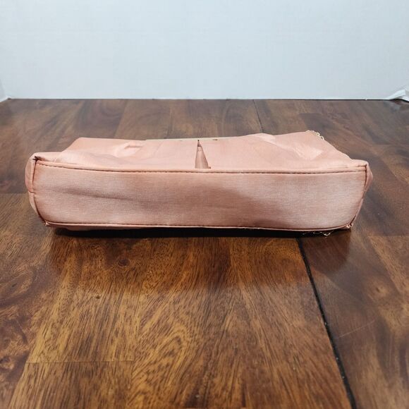 CHARMING TAILOR Clutch Evening Bag Elegant Pleated Satin Formal Blush Pink - Picture 4 of 9